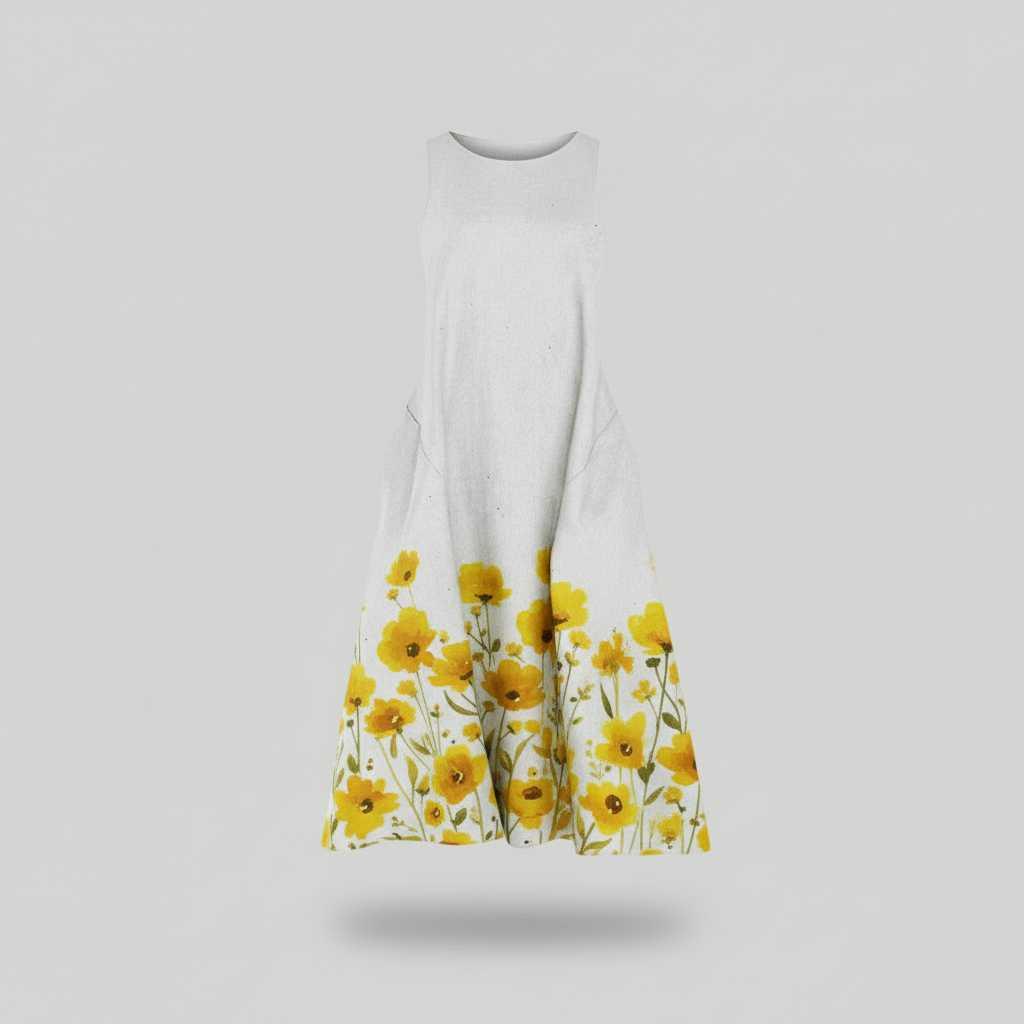 Floral A-Line Midi Dress | Women's Summer Dress