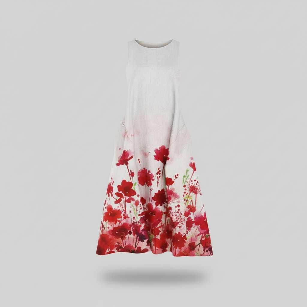 Floral A-Line Midi Dress | Women's Summer Dress