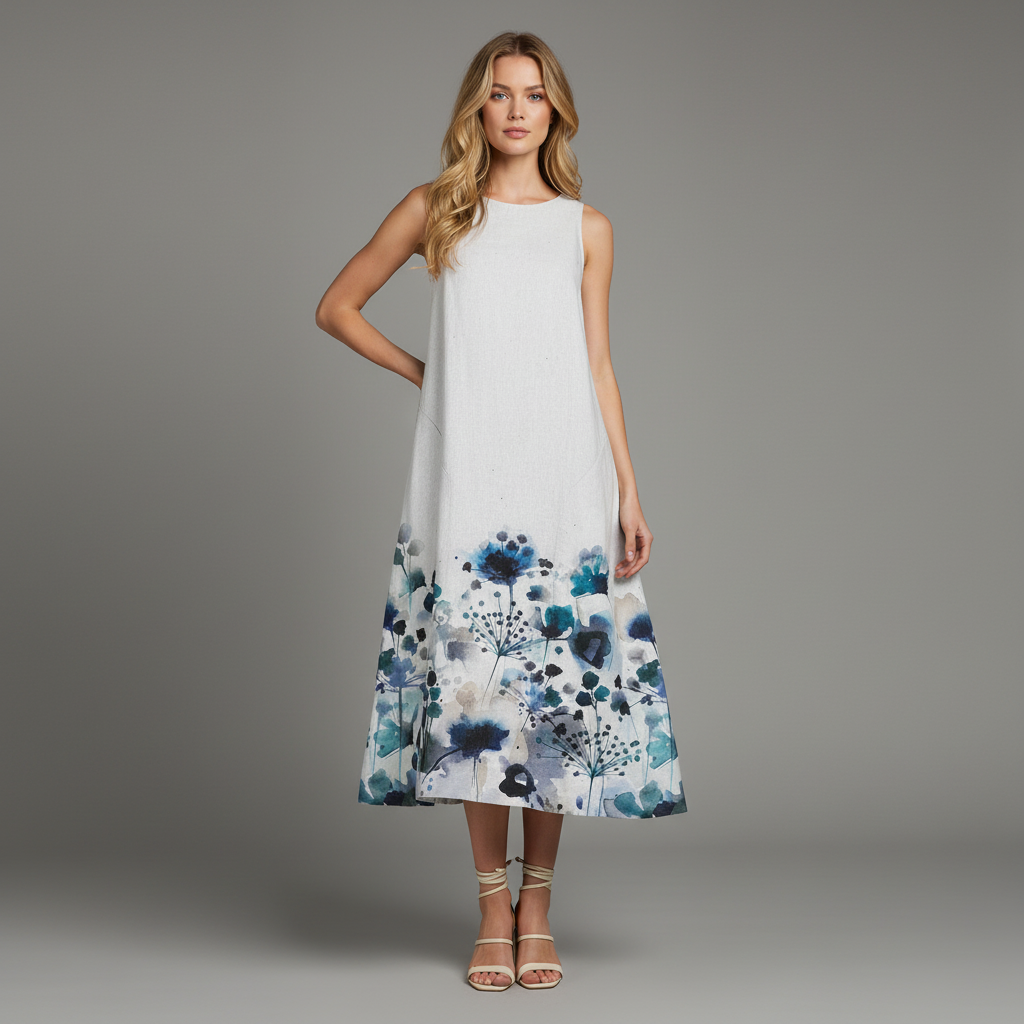 Floral A-Line Midi Dress | Women's Summer Dress