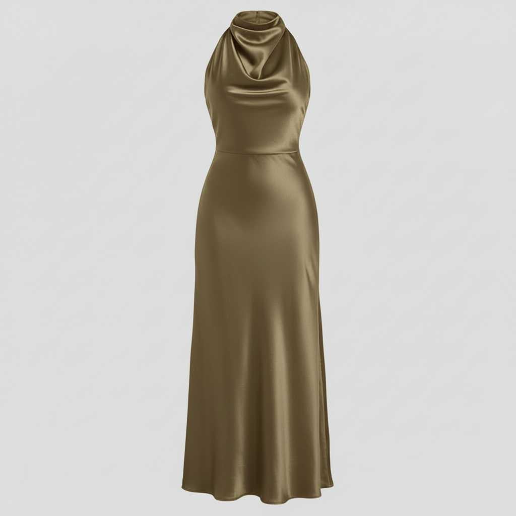 Halter Evening Dress | Elegant Midi Dress for Formal Events