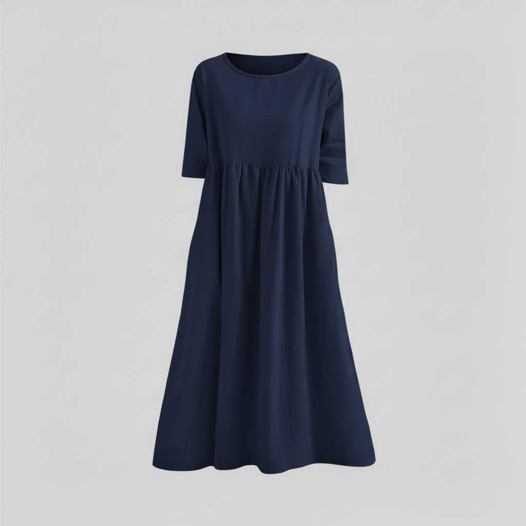 Loose Fit Summer Dress | Women's Midi Dress with Pockets