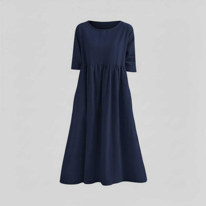 Loose Fit Summer Dress | Women's Midi Dress with Pockets