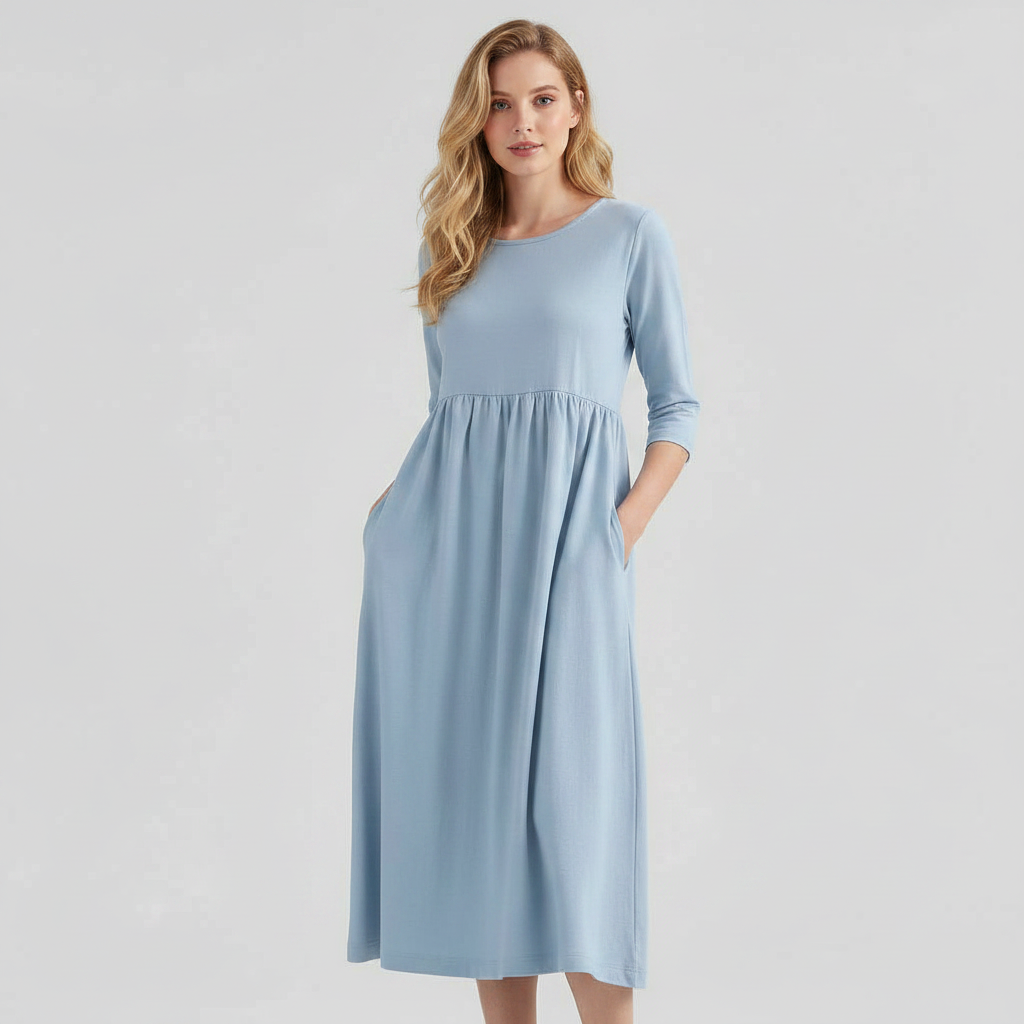 Loose Fit Summer Dress | Women's Midi Dress with Pockets