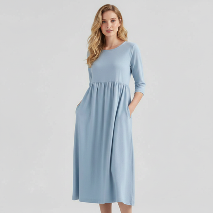 Loose Fit Summer Dress | Women's Midi Dress with Pockets