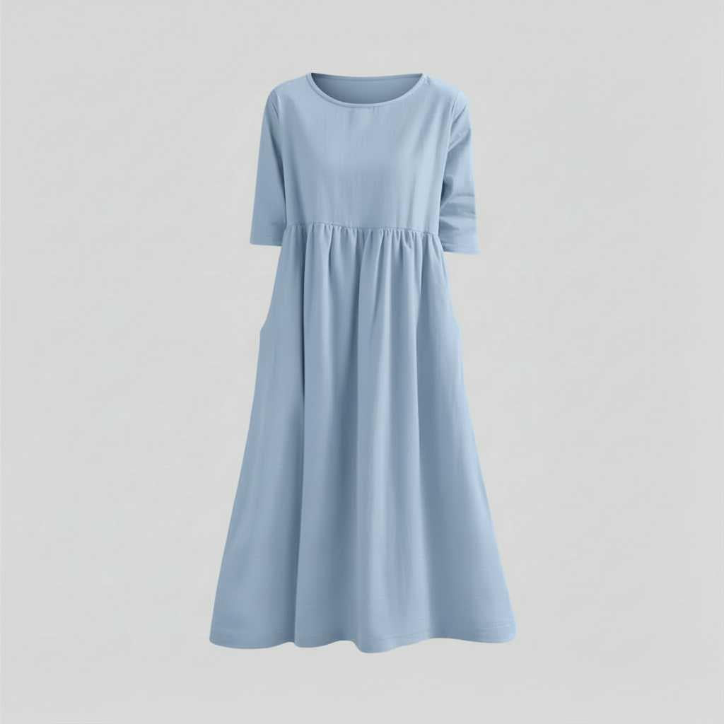 Loose Fit Summer Dress | Women's Midi Dress with Pockets