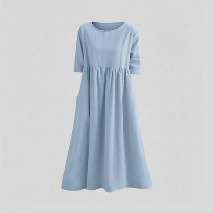 Loose Fit Summer Dress | Women's Midi Dress with Pockets