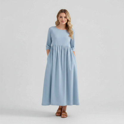Loose Fit Summer Dress | Women's Midi Dress with Pockets