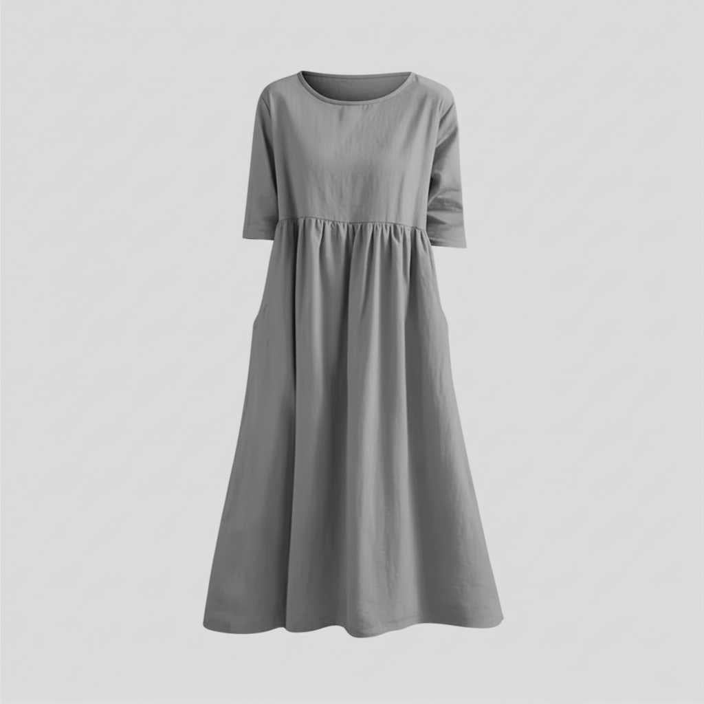 Loose Fit Summer Dress | Women's Midi Dress with Pockets
