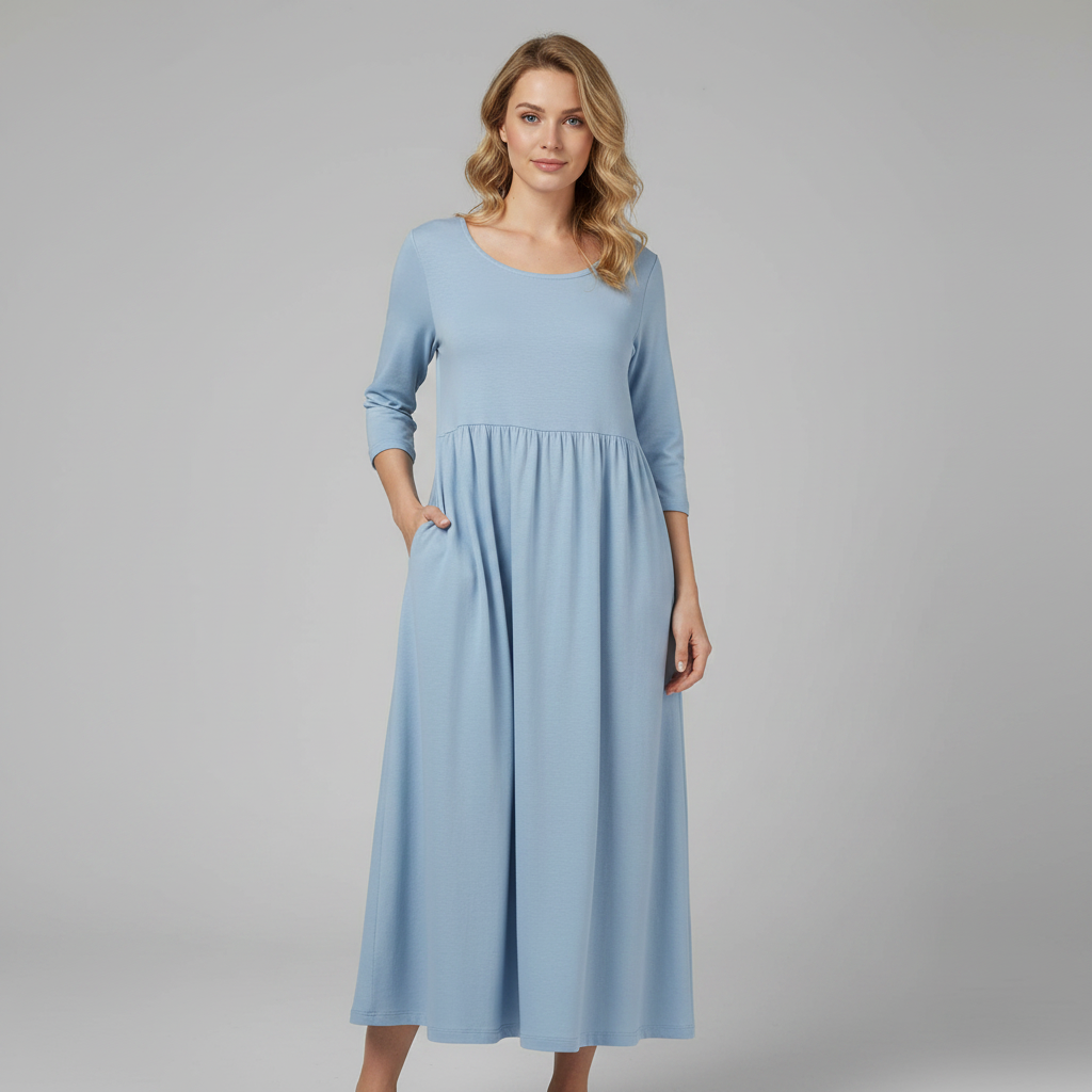 Loose Fit Summer Dress | Women's Midi Dress with Pockets