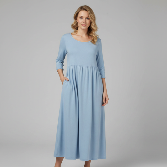 Loose Fit Summer Dress | Women's Midi Dress with Pockets