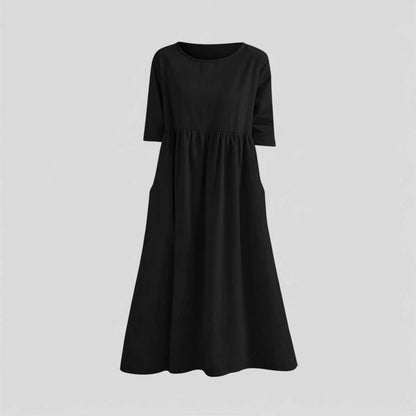Loose Fit Summer Dress | Women's Midi Dress with Pockets