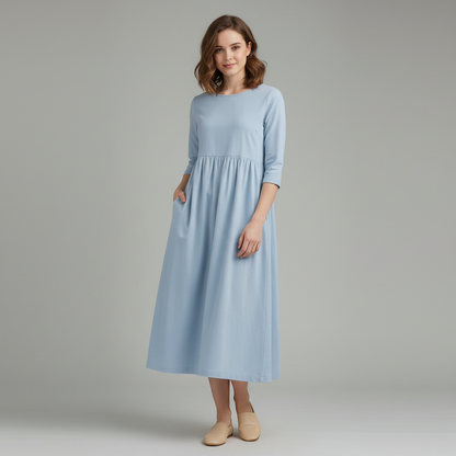 Loose Fit Summer Dress | Women's Midi Dress with Pockets