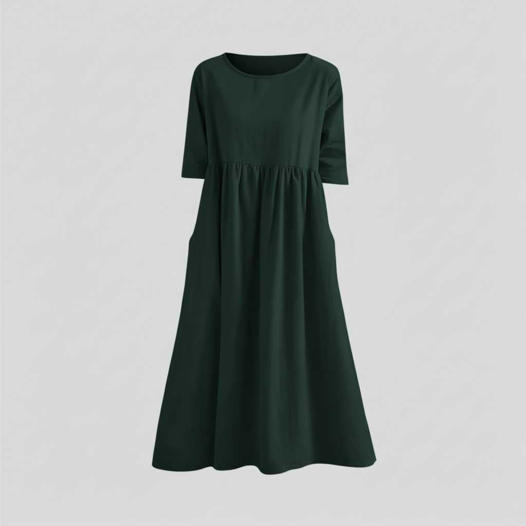 Loose Fit Summer Dress | Women's Midi Dress with Pockets