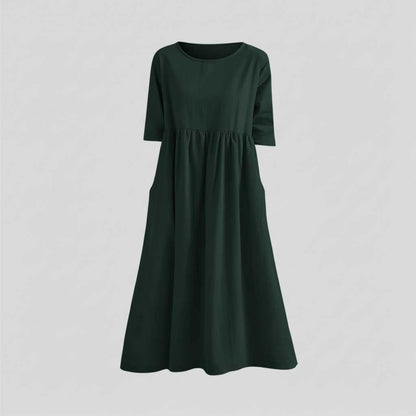 Loose Fit Summer Dress | Women's Midi Dress with Pockets