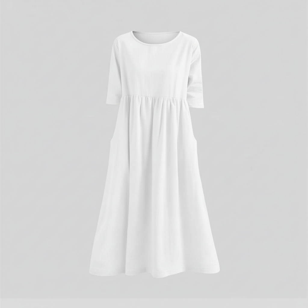 Loose Fit Summer Dress | Women's Midi Dress with Pockets
