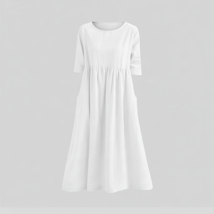 Loose Fit Summer Dress | Women's Midi Dress with Pockets