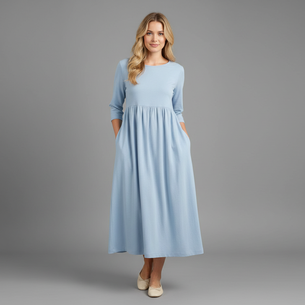 Loose Fit Summer Dress | Women's Midi Dress with Pockets
