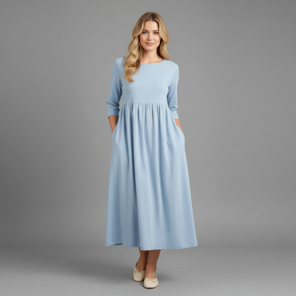 Loose Fit Summer Dress | Women's Midi Dress with Pockets
