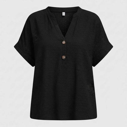 V-Neck Women's Top | Casual Short Sleeve Blouse