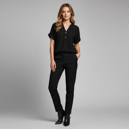 V-Neck Women's Top | Casual Short Sleeve Blouse