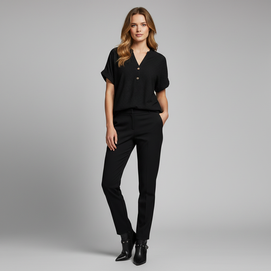V-Neck Women's Top | Casual Short Sleeve Blouse
