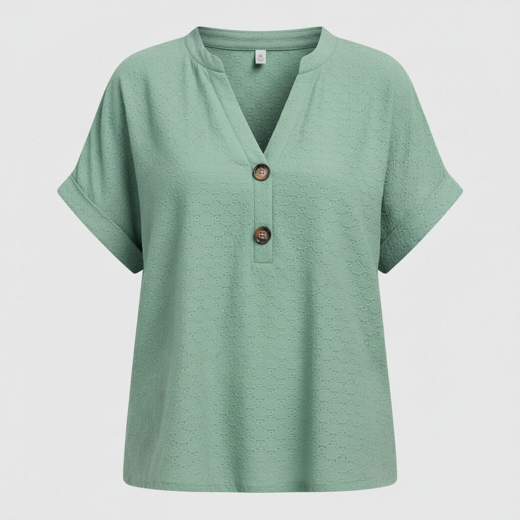 V-Neck Women's Top | Casual Short Sleeve Blouse