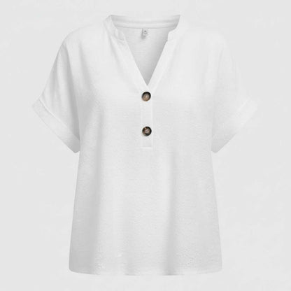 V-Neck Women's Top | Casual Short Sleeve Blouse