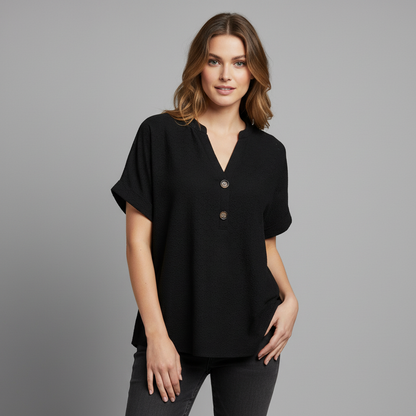 V-Neck Women's Top | Casual Short Sleeve Blouse