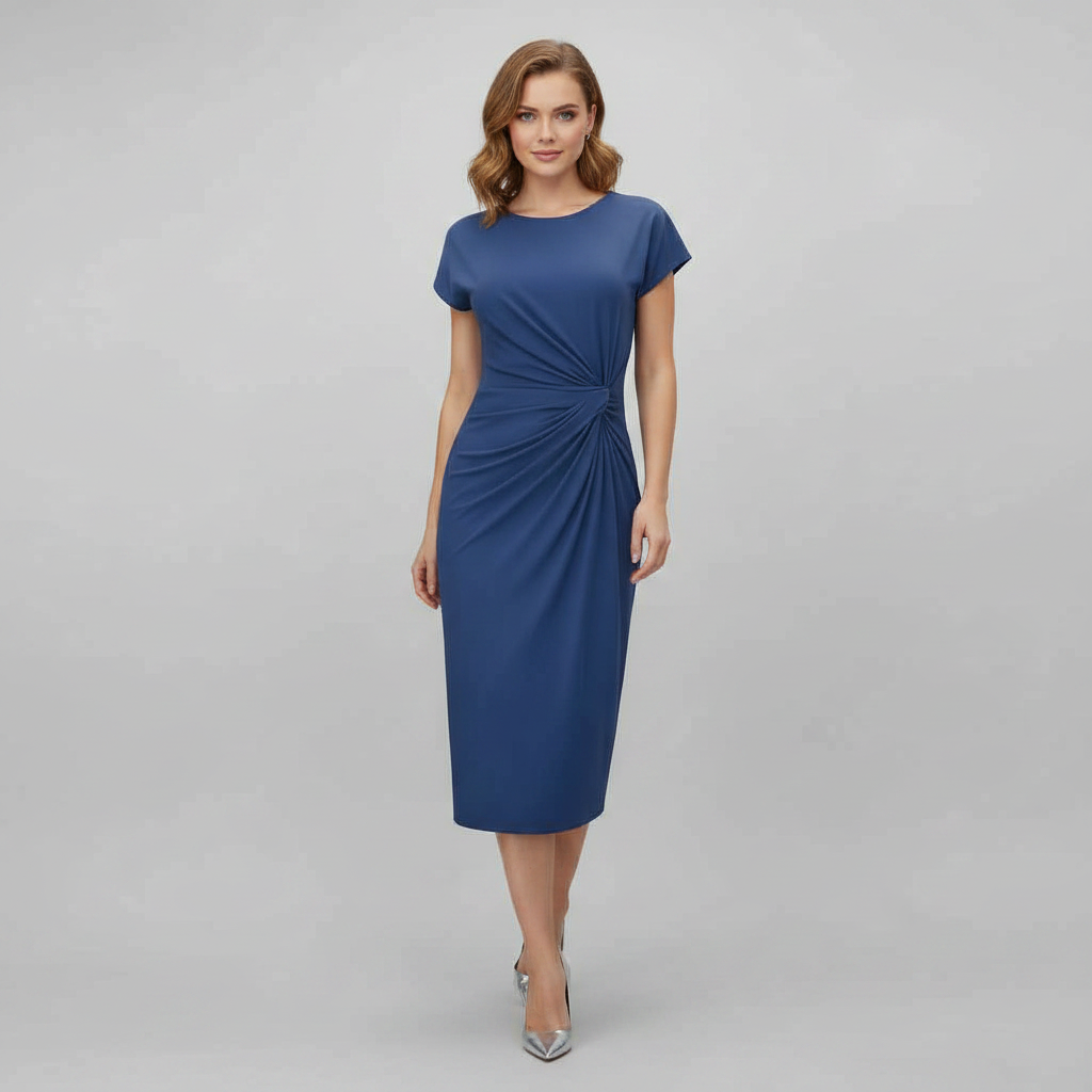 Women's Midi Formal Dress | Short Sleeve Professional Style