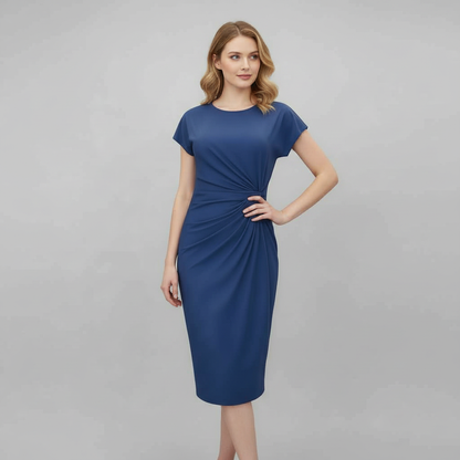Women's Midi Formal Dress | Short Sleeve Professional Style