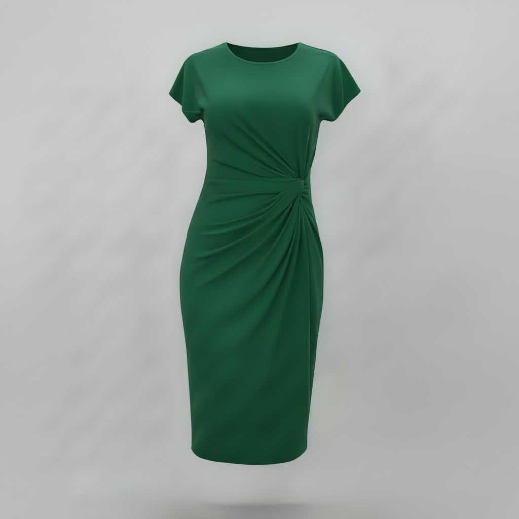 Women's Midi Formal Dress | Short Sleeve Professional Style