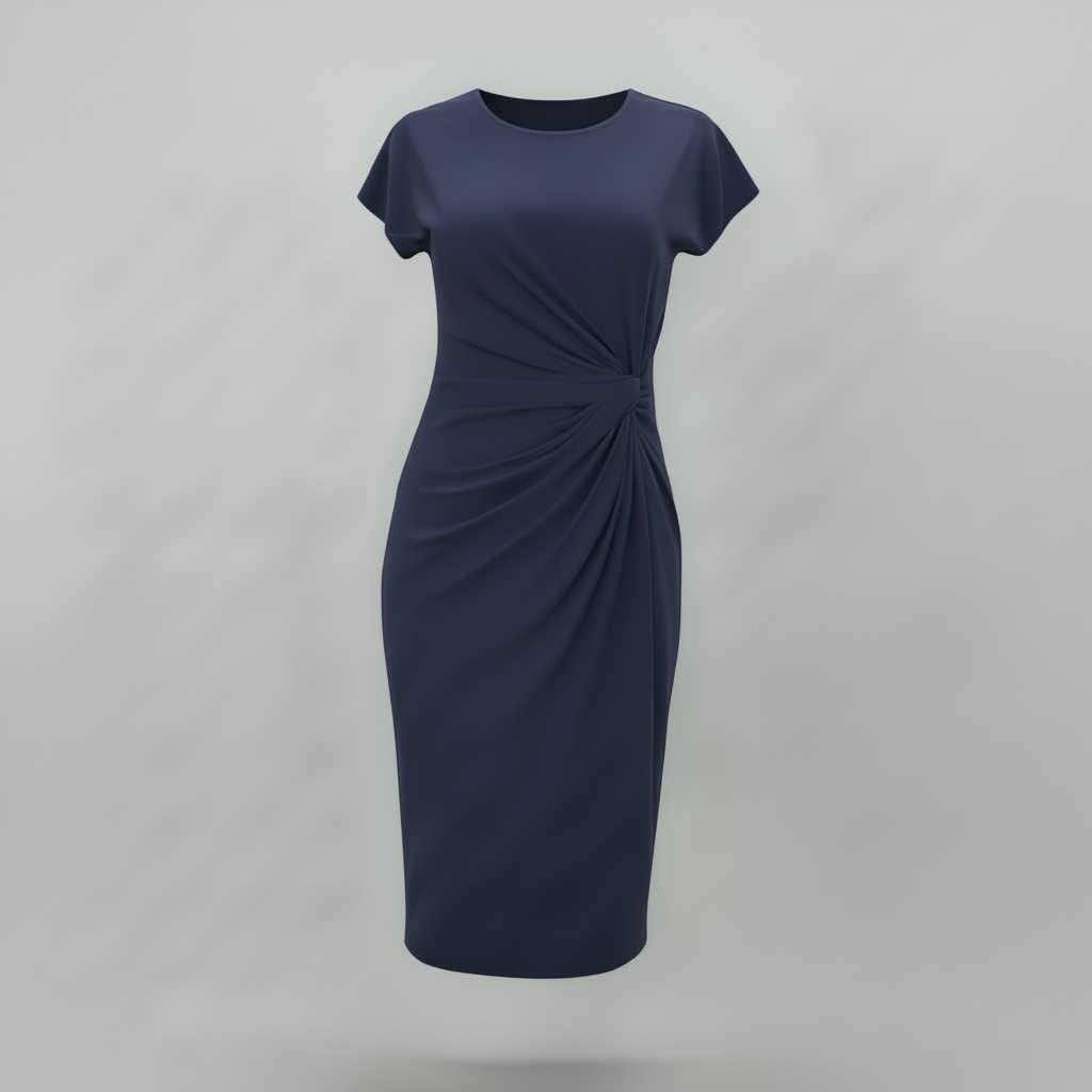 Women's Midi Formal Dress | Short Sleeve Professional Style