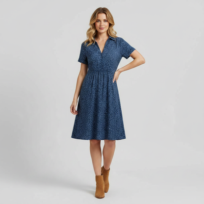 Women's Midi Shirt Dress | Casual Short Sleeve Dress