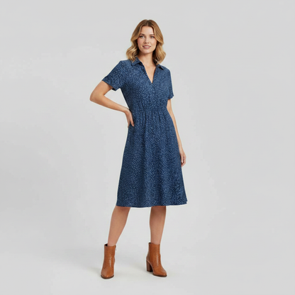 Women's Midi Shirt Dress | Casual Short Sleeve Dress